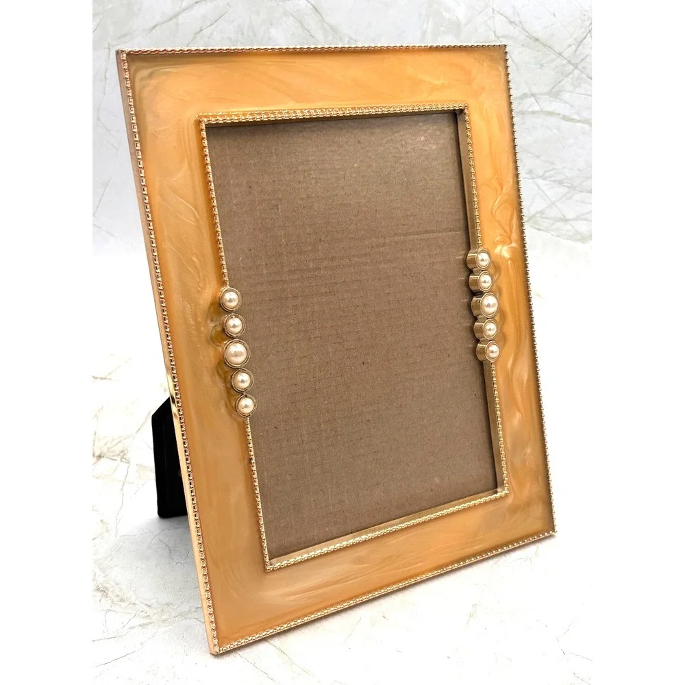 Enamel Embellished Metal Standing Picture Frame 4.5